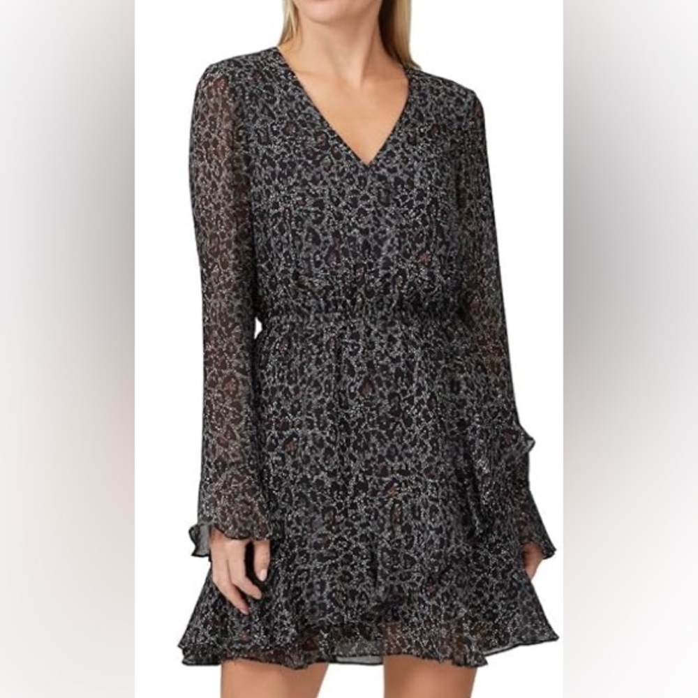 Cupcakes & cashmere Leopard Print Ruffle Dress